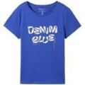 TOM TAILOR DENIM Damen Jersey T-Shirt mit Bio-Baumwolle, blau, Print, Gr. XXL