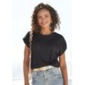 LASCANA Kurzarmshirt schwarz Gr. 32/34 für Damen. Mit Rundhals. Figurumspielend