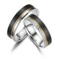 Verlobungsring MARRYA "BLACK TITANIUM by MARRYA" Gr. 48, schwarz (damen ring, schwarz, gold, silber), Fingerringe, Damen, 48, Titan