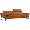 2,5-Sitzer EGOITALIANO "Anais, Designsofa mit hohem Sitzkomfort, Designfuß", braun (brandy), B:232cm H:74cm T:106cm, Luxus-Micofaser Lederoptik (100% Polyester) ist ein neues technisches Gewebe mit einem visuellen und taktilen Aspekt, der dem Nubuk sehr nahe kommt, mit innovativen Eigenschaften. Seine außerordentliche Weichheit kommt von einem exklusiven Produktionsprozess, der Unreinheiten und Un