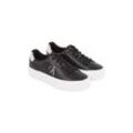 Plateausneaker CALVIN KLEIN JEANS "BOLD VULC FLATF LACEUP LTH" Gr. 35, silberfarben (schwarz-silber) Damen Schuhe Halbschuh, Freizeitsneaker, Schnürschuh mit stylischer Plateausohle