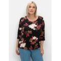 3/4-Arm-Shirt mit Blumenprint, aus Viskosejersey, rot gemustert, Gr.40