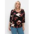 3/4-Arm-Shirt mit Blumenprint, aus Viskosejersey, rot gemustert, Gr.42