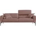 2,5-Sitzer EGOITALIANO "Masu, Designsofa mit erstklassigem Sitzkomfort", rosa (altrosa), B:218cm H:95cm T:97cm, Leder NUVOLE (Echtes Rindsleder). Halbnatürliches, halbnarbiges Rindsleder mit einer natürlichen Körnung von 1, 2 bis 1, 4 mm. Dieses Leder hat eine weiche, wachsartige Haptik mit mattem Aussehen und einem Wolkeneffekt. Es handelt sich um ein Naturleder, das die ursprünglichen Eigenschaf