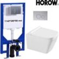 Horow - Komplett Set Dünne Vorwandelement Spülkasten 58 × 8 × 114 cm mit Betätigungsplatte & Spülrandlos Hänge wc Wand Toilette mit Soft Close