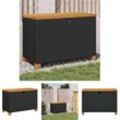 Garten-Auflagenbox Schwarz 80x40x48 cm Poly Rattan Akazienholz - Gartenboxen - Schwarz - The Living Store