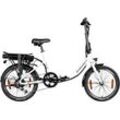 E-Bike ZÜNDAPP "Z110" E-Bikes Gr. 33 cm, 20 Zoll (50,80 cm), weiß Pedelec, Elektrofahrrad für Damen u. Herren, Klapprad