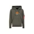 Hoodie ALPHA INDUSTRIES "Alpha Industries Men - Hoodies Basic Rubber" Gr. L, grün (dark olive) Herren Sweatshirts