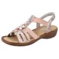 Riemchensandale RIEKER, Damen, Gr. 39, rosa (altrosa), Lederimitat, metallic, klassisch, Schuhe, Sommerschuh, Sandalette, Keilabsatz, mit Schmuckelement