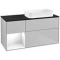 Villeroy und Boch Finion Waschtischunterschrank F682GFGJ 120x60,3x50,1cm, Regal links Glossy white lacquer, Light grey matt