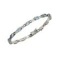 Armband ZEEME "Silber 925 rhodiniert 19cm lang mit 14x Blautopas (beh.)", weiß, Armbänder, Damen, 19cm, Silber 925 (Sterlingsilber), glänzend