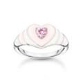 Fingerring THOMAS SABO "Herz mit pinkem Stein, TR2435-041-9-52,54,56,58" Fingerringe Gr. 56, Silber 925 (Sterlingsilber), 2,6mm, bunt (silberfarben, pink, pink) Damen mit Zirkonia (synth.)