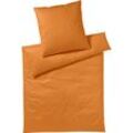 Bettwäsche YES FOR BED "Pure & Simple Uni in Gr. 135x200, 155x220 oder 200x200 cm", orange (terrakotta),, B/L: 200cm x 220cm, 2 St., Mako-Satin, B/L: 80cm x 80cm & 80cm x 80cm, Obermaterial: 100% Baumwolle, Bettwäsche aus Baumwolle, zeitlose Bettwäsche mit seidigem Glanz