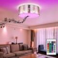 Globo Lighting - Deckenlampe mit Bluetooth Lautsprecher 40 cm Schlafzimmerlampe silber Deckenlampe Wohnzimmer, Fernbedienung dimmbar, 3x rgb led 8,5W