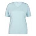 Shirt gerundetem V-Ausschnitt Anna Aura blau