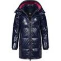 Wintermantel RAGWEAR "Roobie Long" Gr. L (40), blau (navy) Damen Mäntel super stylischer, gänzender Steppmantel