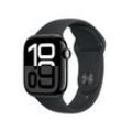 Apple Watch Series 10 Aluminiumgehäuse (GPS + Cellular) 42mm Diamantschwarz (Sportarmband schwarz) M/L