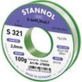 S321 2,0% 2,0MM SN99,3CU0,7 cd 100G Lötzinn, bleifrei bleifrei, Spule Sn99,3Cu0,7 ORH1 100 g - Stannol