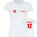 multifanshop® Damen T-Shirt - Dänemark - Trikot 12 - Druck rot