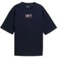 TOM TAILOR DENIM Herren Oversized T-Shirt mit Stickerei, blau, Uni, Gr. XXL