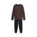 TOM TAILOR Herren Gestreifter Pyjama, braun, Gestreift, Gr. 48