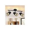 Deckenstrahler 3 Flammig Schwarz Deckenleuchte - Deckenlampe Metall Gold Vintage E27 led Deckenspot 330°Drehbar Stoffschirm für Wohnzimmer