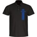 multifanshop® Poloshirt - Karlsruhe - Streifen - Druck blau