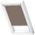 VELUX Verdunklungsrollo "DKL UK10 4574S" Rollos alufarbene Führungsschienen & Griffleiste Gr. UK10, stufenlos positionierbar, braun (nougat, aluminium)