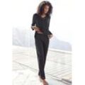 Pyjama VIVANCE DREAMS, Damen, Gr. 32/34, schwarz, Single Jersey, Obermaterial: 50% Baumwolle, 50% Modal, unifarben, Basic, bequem lang, V-Ausschnitt, Homewear-Sets, mit Kontrastpaspel-Details