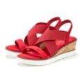 Sandalette LASCANA Gr. 41, rot Damen Schuhe Sandale, Sommerschuh mit Keilabsatz und elastischen Riemen VEGAN