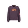 Sweater ALPHA INDUSTRIES "Alpha Industries Men - Sweatshirts Logo Edge Crewneck", Herren, Gr. L, lila (plum), Obermaterial: 80% Baumwolle, 20% Polyester, loose fit, Sweatshirts