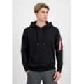 Hoodie ALPHA INDUSTRIES "Alpha Industries Men - Hoodies R Print Hoodie" Gr. L, schwarz (black) Herren Sweatshirts