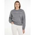 Sweatshirt TOMMY HILFIGER "MDRN REG CORP LOGO C-NK SWTSHRT" Gr. XS (34), grau (grau mel) Damen Sweatshirts mit Logoschriftzug