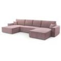 Furnix - Polstersofa in U-Form mangussi u Schlaffunktion Bettkasten ZM17 Rosa