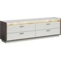 Lowboard INOSIGN "Treviso, Breite 187cm, inkl. Frontbeleuchtung, 4 Schubkästen", grau (nox oak dunkel, hellgrau nachbildung), B:187cm H:58cm T:43cm, FSC-zertifizierter Holzwerkstoff, Sideboards, TV-Board, Mediamöbel, TV-Bank, Fernsehschrank, Wohnzimmerschrank