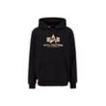 Hoodie ALPHA INDUSTRIES "Alpha Industries Men - Hoodies Basic B&T" Gr. 4XL, schwarz (black, gold) Herren Sweatshirts