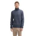 Rollkragenpullover TOM TAILOR, Herren, Gr. L, blau (sky captain blau weiß core), Strick, Obermaterial: 58% Polyester, 37% Polyacryl, 5% Wolle, meliert, casual, regular fit Po-bedeckend, ohne Ausschnitt, Langarm gerader Abschluss, Pullover, mit Rollkragen