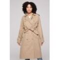 Trenchcoat SOCCX Gr. L, beige (schwarz stone beige), Damen, Material Oberstoff: 100% Baumwolle, Futter: 100% Polyester, bedruckt, Mäntel, mit Knopfriegel an Schultern & Ärmelsaum