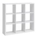 Würfelregal FB52460 Weiß 112x29x112 cm Bücherregal mit 9 Fächern Modern, Standregal Holz Regal Freistehend, Ordnerregal Raumteiler Würfel-Regal,