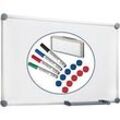 Whiteboard 2000 MAULpro, weiß kunststoffbeschichtet, magnethaftend, Rahmen platingrau, B 1200 x H 900 mm + 15-teiliges Zubehör-Set