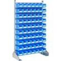 Ständerregal einseitig, B 1130 x T 500 x H 1885 mm, 70 x 3 l, blau