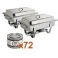 Gastro 2x Olympia Chafing Dish 1/1 GN, Edelstahl, "Milan" mit 72 Brennpasten