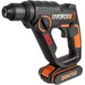 Akku-Bohrhammer WORX "WX390.1", bunt (schwarz, orange), B:7,6mm H:22,2mm L:25,9mm, Bohrmaschinen, 3-In-1, pneumatisches Hammerwerk, inkl. 2 Akkus & Ladegerät