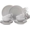 Teeservice SELTMANN WEIDEN "Geschirr-Set, 18 Teile, Amina, klein", grau, 18 tlg., Porzellan, Geschirr-Sets, Made in Germany