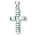 Kette mit Anhänger ONE ELEMENT "Zirkonia Kreuz Anhänger aus 925 Silber", silber, Halsketten, Damen, Silber 925 (Sterlingsilber), Damen Schmuckset - Set mit verstellbarer Halskette