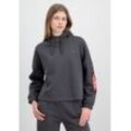 Hoodie ALPHA INDUSTRIES "Alpha Industries Women - Hoodies X-Fit Label OS Wmn" Gr. M, grau (vintage grey) Damen Sweatshirts