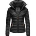 Steppjacke MARIKOO "Löwenbaby" Gr. M (38), schwarz (black) Damen Jacken stylische Übergangsjacke mit abnehmbarer Kapuze