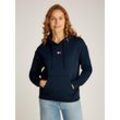 Kapuzensweatshirt TOMMY JEANS "TJW BXY BADGE HOODIE" Gr. M (38), blau (schwarz night navy), Damen, Sweatware, Obermaterial: 100% Baumwolle, unifarben, Sweatshirts, mit Logostickerei