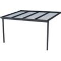 Terrassendach GUTTA "Premium", grau (anthrazit), B:410,2cm T:306cm, Aluminium, Polycarbonat (PC), Terrassenüberdachungen, BxT: 410x306 cm, Dach Polycarbonat gestreift weiß