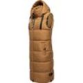 Steppweste NAVAHOO "Schnuffelchen" Gr. L (40), braun (camelfarben), Damen, Oberstoff: 100% Polyester; Futter: 100% Polyester; Wattierung: 100% Polyester, Westen, warme Damen Outdoor-Weste lang mit Kapuze